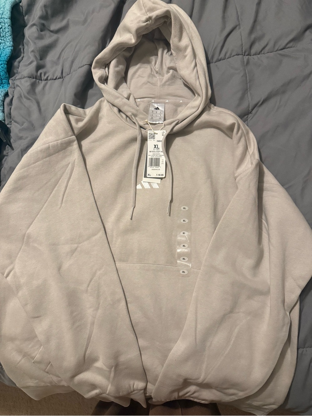 adidas Men's Light Beige Crewneck Hoodie
